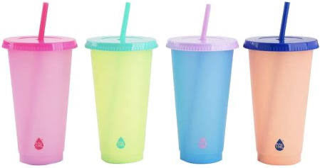 TAL Color Changing To-Go Reusable Hot Cups Set 16 oz 4 Pack