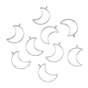 Silver Rack Plating Alloy Hollow Bezel Moon Pendant