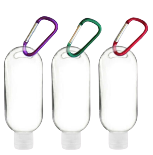 Hand Sanitizer Plastic Bottles with Carabiner Clips